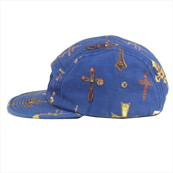 Supreme シュプリーム 13SS Crosses Camp Cap クロス キャンプキャップ ベルト USA製 総柄 ブルー系【中古】