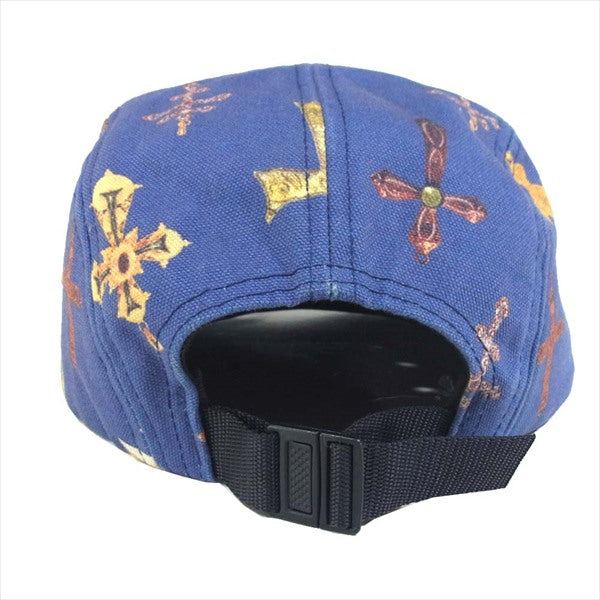Supreme シュプリーム 13SS Crosses Camp Cap クロス キャンプキャップ ベルト USA製 総柄 ブルー系【中古】