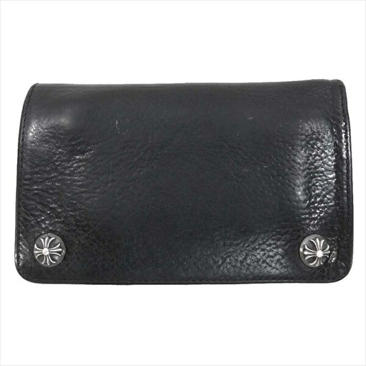 CHROME HEARTS クロムハーツ（原本無） 2ZIP 2ジップ クロスボールボタン レザー ウォレット 財布 ブラック系【中古】