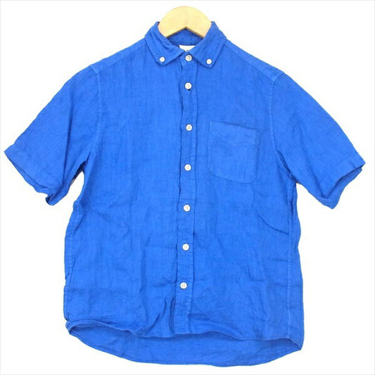 maillot マイヨ MAS-061 リネン 日本製 無地 ショートスリーブ 半袖シャツ ブルー系【中古】