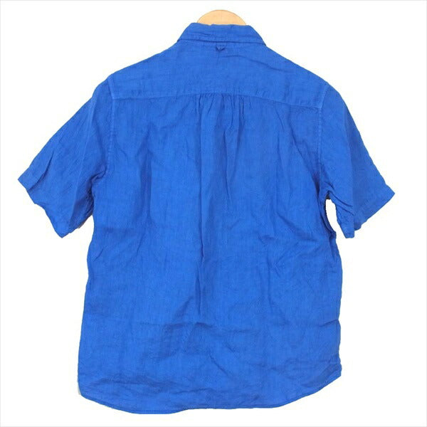 maillot マイヨ MAS-061 リネン 日本製 無地 ショートスリーブ 半袖シャツ ブルー系【中古】
