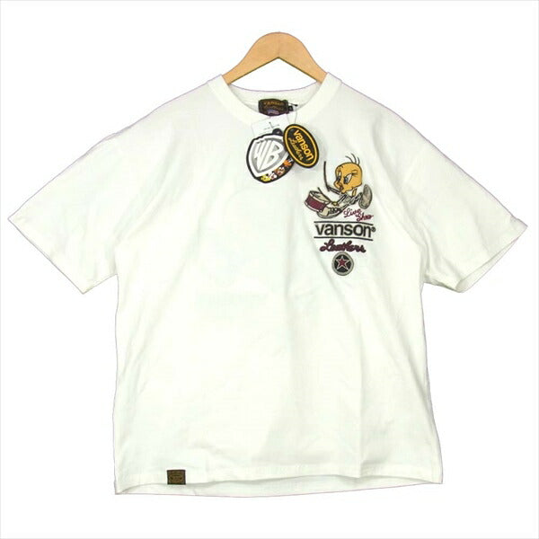VANSON バンソン LTV-2014 LOONEY TUNES ルーニーテューンズ ベア トゥイーティー バイカー 白系 XL【新古品】【未使用】【中古】