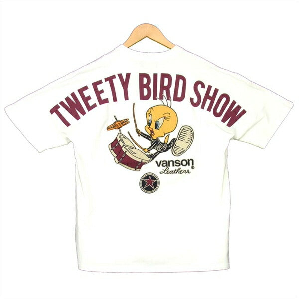 VANSON バンソン LTV-2014 LOONEY TUNES ルーニーテューンズ ベア トゥイーティー バイカー 白系 XL【新古品】【未使用】【中古】