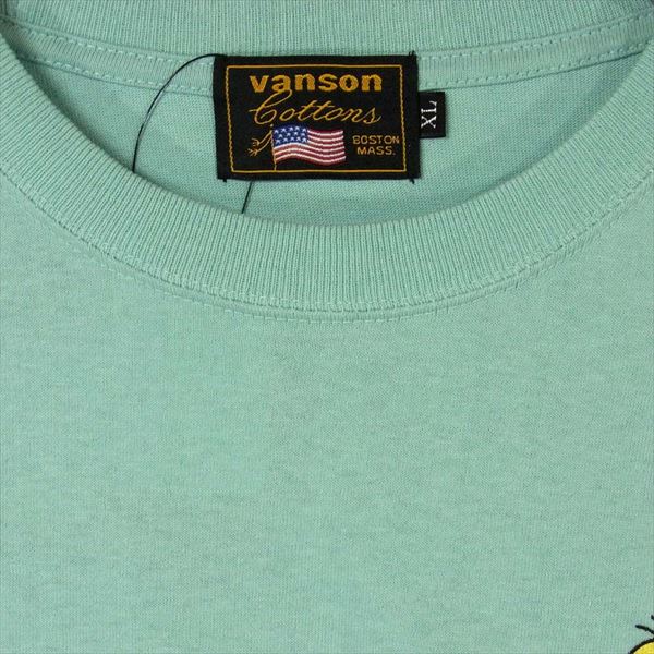 VANSON バンソン LTV-2016 ルーニー・テューンズ LOONEY TUNES ロゴプリント 刺繍 水色系 XL【新古品】【未使用】【中古】