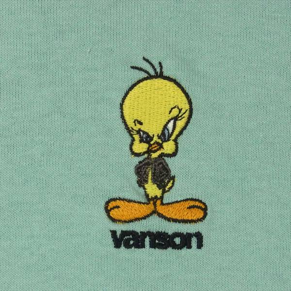 VANSON バンソン LTV-2016 ルーニー・テューンズ LOONEY TUNES ロゴプリント 刺繍 水色系 XL【新古品】【未使用】【中古】