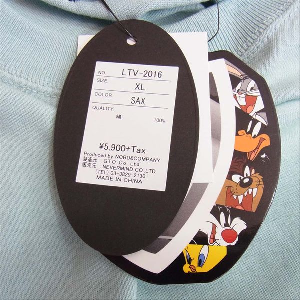 VANSON バンソン LTV-2016 ルーニー・テューンズ LOONEY TUNES ロゴプリント 刺繍 半袖 グリーン系 XL【新古品】【未使用】【中古】