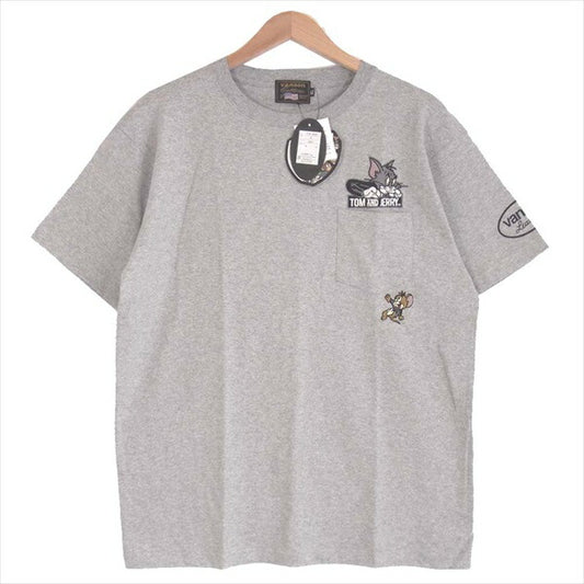 VANSON バンソン TJV-2023 トムとジェリー TOM AND JERRY ロゴプリント 刺繍 半袖 グレー系 XL【新古品】【未使用】【中古】