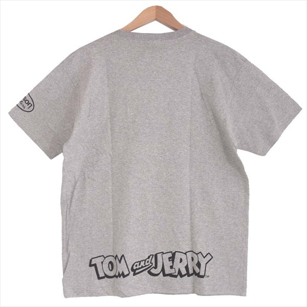 VANSON バンソン TJV-2023 トムとジェリー TOM AND JERRY ロゴプリント 刺繍 半袖 グレー系 XL【新古品】【未使用】【中古】