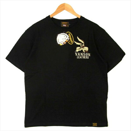 VANSON バンソン CSLV-2001 ルーニー・テューンズ LOONEY TUNES BIGプリント 刺繍 ブラック系 L【新古品】【未使用】【中古】