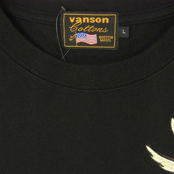 VANSON バンソン CSLV-2001 ルーニー・テューンズ LOONEY TUNES BIGプリント 刺繍 ブラック系 L【新古品】【未使用】【中古】