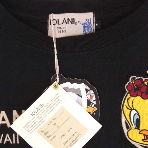 イオラニ 居楽仁 Looney Tunes ハワイアン トゥイーティー 刺繍 レディース  黒系 M【新古品】【未使用】【中古】