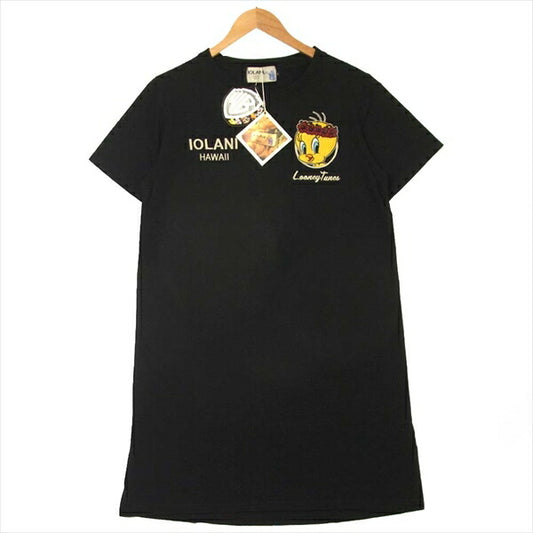 イオラニ 居楽仁 Looney Tunes ハワイアン トゥイーティー 刺繍 レディース ワンピース ブラック系 L【新古品】【未使用】【中古】