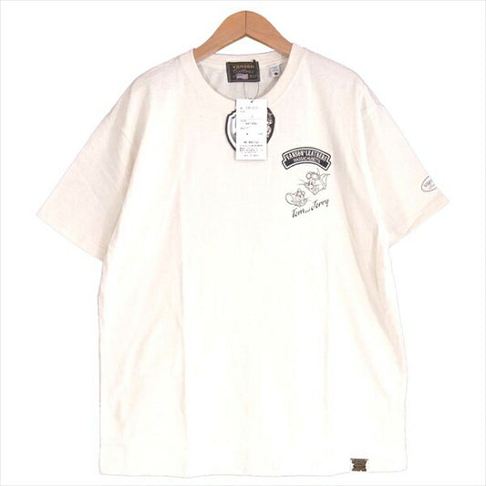 VANSON バンソン TJV-2012 TOM&JERRY トムとジェリー カナダ製 半袖 Tシャツ ベージュ系 L【新古品】【未使用】【中古】