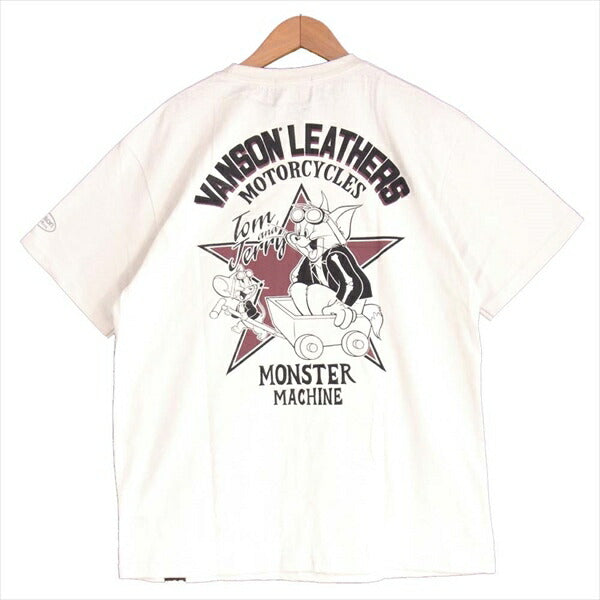 VANSON バンソン TJV-2012 TOM&JERRY トムとジェリー カナダ製 半袖 Tシャツ ベージュ系 L【新古品】【未使用】【中古】