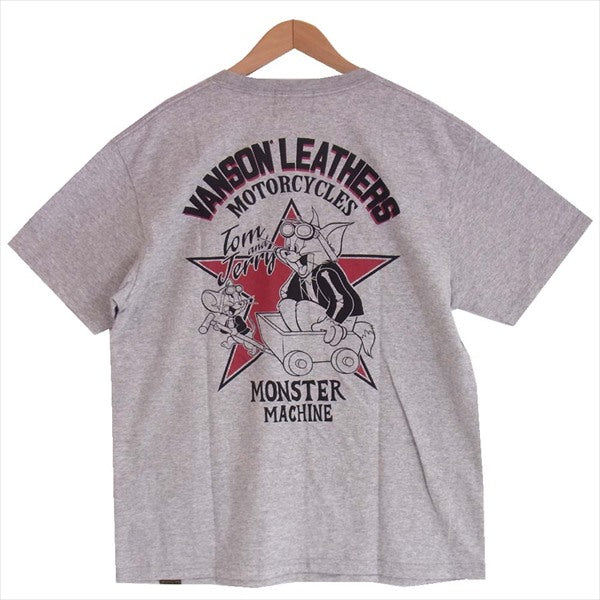 VANSON バンソン TJV-2012 TOM&JERRY トムとジェリー カナダ製 半袖 Tシャツ グレー系 L【新古品】【未使用】【中古】