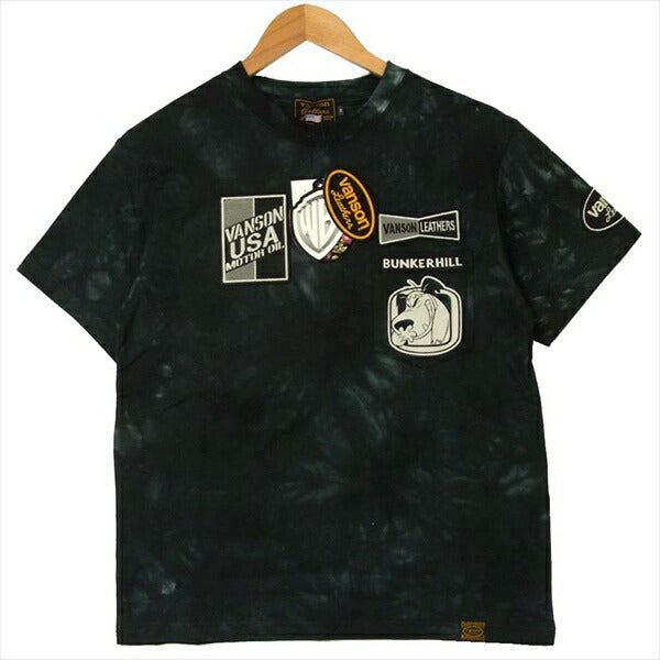 VANSON バンソン WRV-2007 WACKY RACES ケンケン 天竺 半袖 タイダイ 胸ポケット 半袖Tシャツ ブラック系 S【新古品】【未使用】【中古】