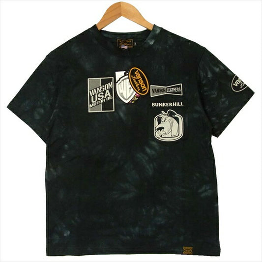 VANSON バンソン WRV-2007 WACKY RACES ケンケン 天竺 半袖 タイダイ 胸ポケット 半袖Tシャツ ブラック系 S【新古品】【未使用】【中古】