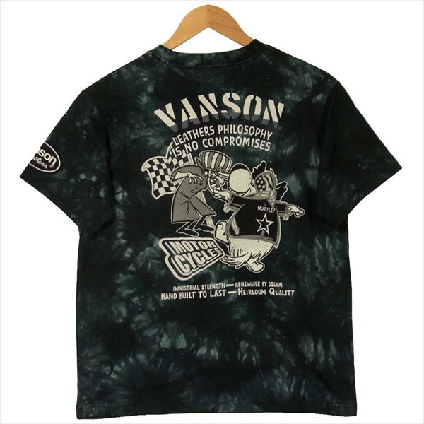 VANSON バンソン WRV-2007 WACKY RACES ケンケン 天竺 半袖 タイダイ 胸ポケット 半袖Tシャツ ブラック系 S【新古品】【未使用】【中古】