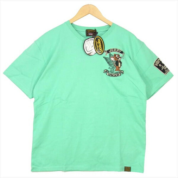 VANSON バンソン TJV-2009 TOM and JERRY トム＆ジェリー 半袖  天竺 Tシャツ ライトグリーン系 L【新古品】【未使用】【中古】
