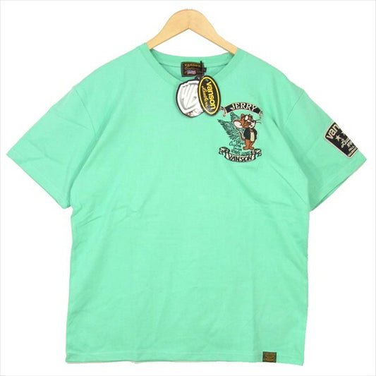 VANSON バンソン TJV-2009 TOM and JERRY トム＆ジェリー 半袖  天竺 Tシャツ ライトグリーン系 L【新古品】【未使用】【中古】