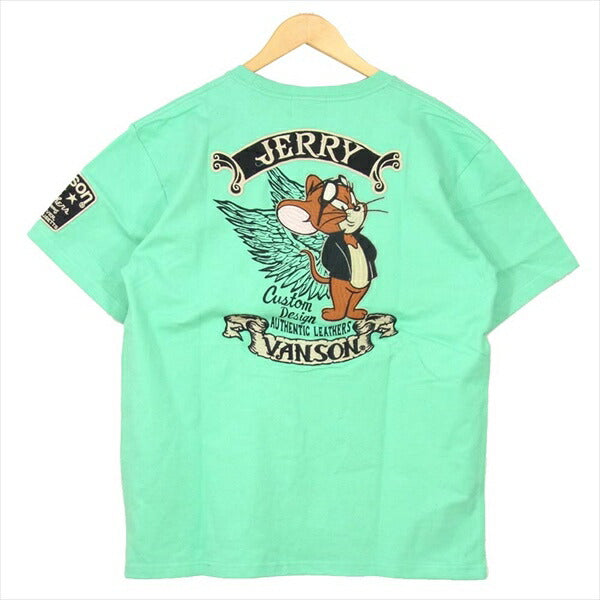 VANSON バンソン TJV-2009 TOM and JERRY トム＆ジェリー 半袖  天竺 Tシャツ ライトグリーン系 L【新古品】【未使用】【中古】