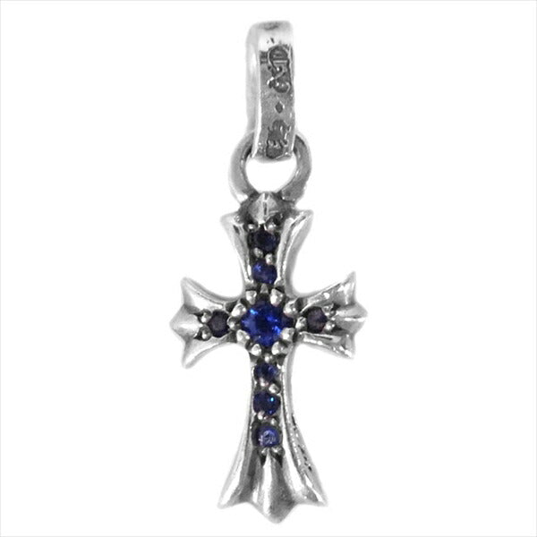 CHROME HEARTS クロムハーツ（原本無） CHクロス ベビーファット パヴェ サファイヤ チャーム ペンダントトップ シルバー【中古】