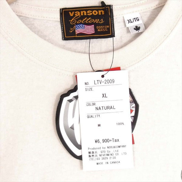 VANSON バンソン LTV-2009 ルーニー・テューンズ LOONEY TUNES 天竺 半袖 Tシャツ ベージュ系 XL【新古品】【未使用】【中古】