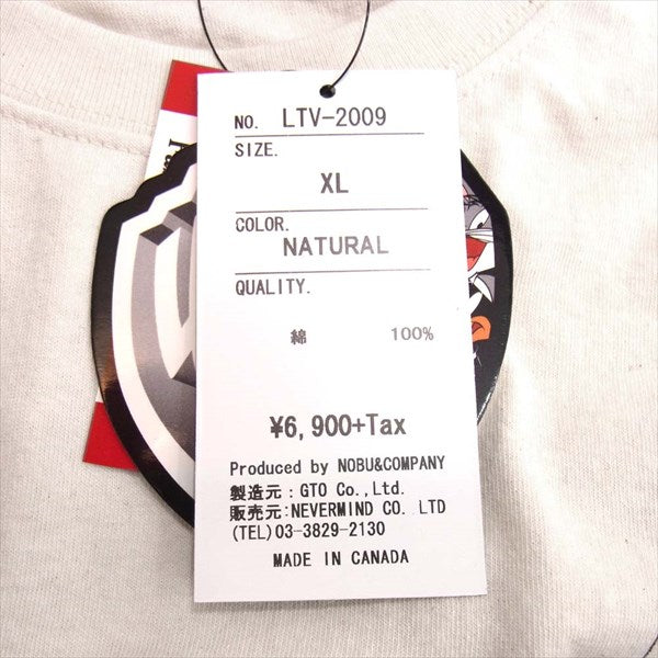 VANSON バンソン LTV-2009 ルーニー・テューンズ LOONEY TUNES 天竺 半袖 Tシャツ ベージュ系 XL【新古品】【未使用】【中古】