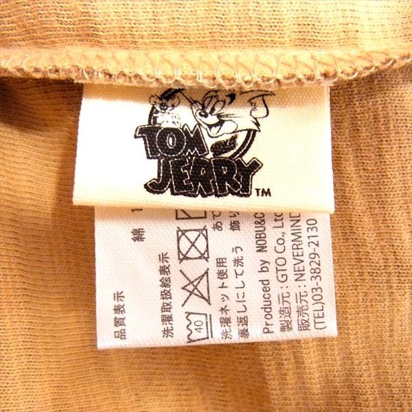 VANSON バンソン TJV-2011 トムとジェリー TOM AND JERRY ロゴ刺繍 スラブ天竺 半袖 ベージュ系 L【新古品】【未使用】【中古】