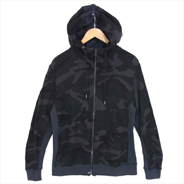 junhashimoto ジュンハシモト 1101810044 CAMO RELAX PARKA カモ ジップ ジップ パーカー ブラック系 ブラック系 4【中古】