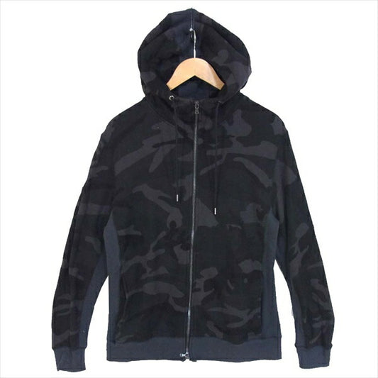 junhashimoto ジュンハシモト 1101810044 CAMO RELAX PARKA カモ ジップ ジップ パーカー ブラック系 ブラック系 4【中古】