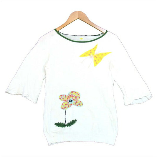 mina perhonen ミナペルホネン is8262 wonder girl 七分袖ニット レディース ニット 白系 白系 サイズ表記無し【中古】