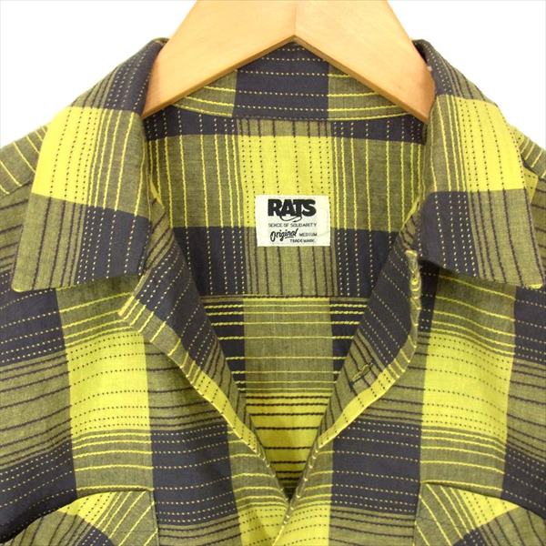 RATS ラッツ 15RS-0605 15SS CHECK S/S SHIRTS オープンカラー ブロック チェック 半袖シャツ イエロー系 イエロー系 M【中古】