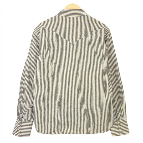 RATS ラッツ 15'RS-0803 WHT リネン ストライプ ロングスリーブ スナップボタン 長袖シャツ ネイビー系 ネイビー系 M【中古】