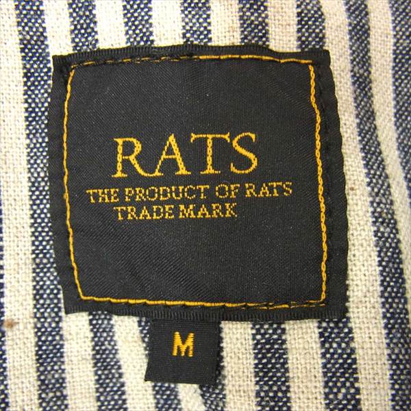 RATS ラッツ 15'RS-0803 WHT リネン ストライプ ロングスリーブ スナップボタン 長袖シャツ ネイビー系 ネイビー系 M【中古】