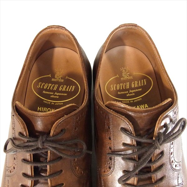 SCOTCH GRAIN スコッチグレイン 2773 シャインオアレイン 外羽根 ストレートチップシューズ ブラウン系 ブラウン系 24.5cm【中古】