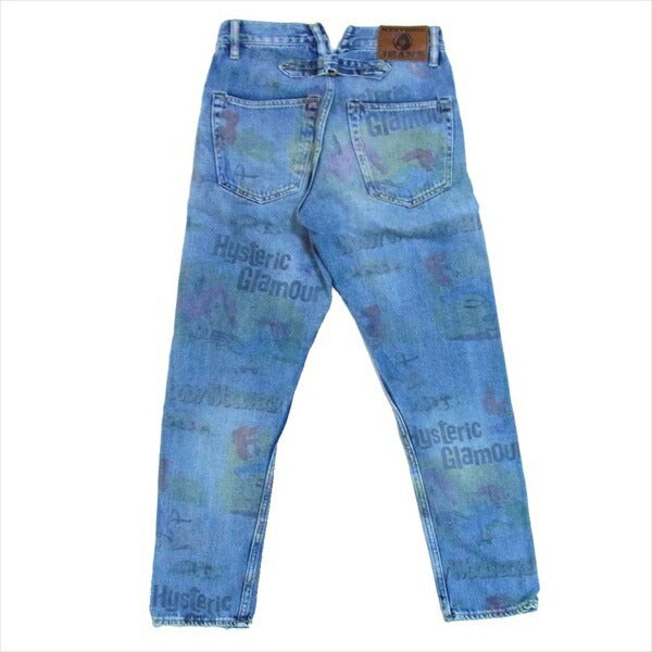 HYSTERIC GLAMOUR ヒステリックグラマー 0151AP10 ROLLER SKATING 総柄 スタッズ デニム パンツ ブルー系 ブルー系 XXS【中古】