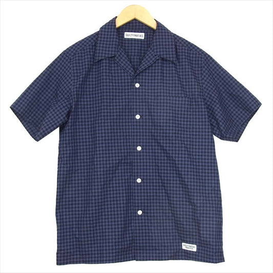 WACKO MARIA ワコマリア ギルティパーティーズ GUILTY PARTIES  TESSITURA MONTI社 チェック オープンカラー 半袖シャツ ネイビー系 ネイビー系 M【美品】【中古】