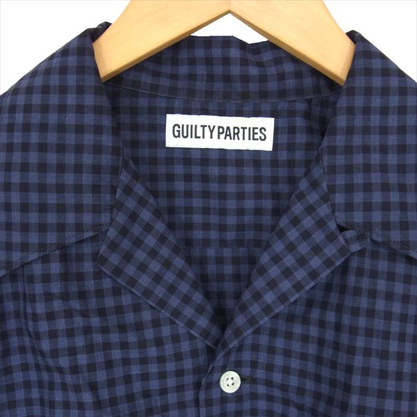 WACKO MARIA ワコマリア ギルティパーティーズ GUILTY PARTIES  TESSITURA MONTI社 チェック オープンカラー 半袖シャツ ネイビー系 ネイビー系 M【美品】【中古】