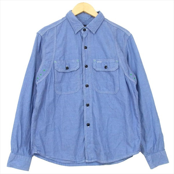 TENDERLOIN テンダーロイン T-CHAMBRAY SHT 日本製 ロング シャンブレー コットン 長袖シャツ ブルー系 ブルー系 S【中古】
