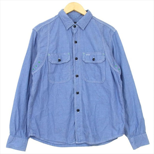 TENDERLOIN テンダーロイン T-CHAMBRAY SHT 日本製 ロング シャンブレー コットン 長袖シャツ ブルー系 ブルー系 S【中古】