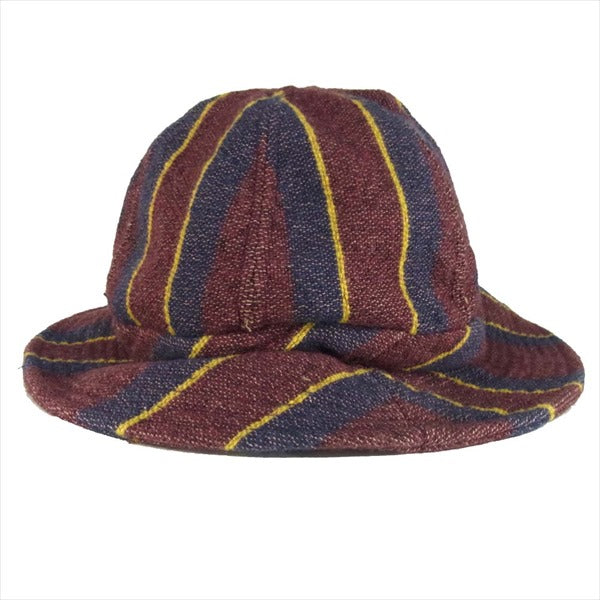 TENDERLOIN テンダーロイン T-HAT ウール コットン ハット ストライプ 日本製 帽子 エンジ×ネイビー系 エンジ×ネイビー系 L【中古】