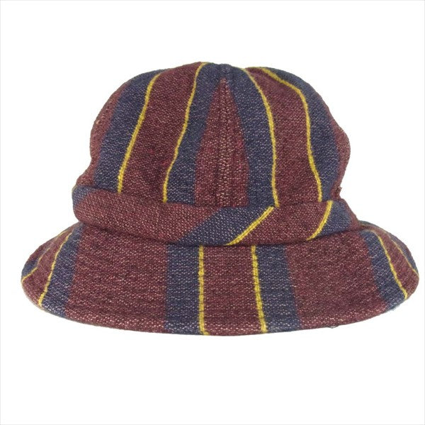 TENDERLOIN テンダーロイン T-HAT ウール コットン ハット ストライプ 日本製 帽子 エンジ×ネイビー系 エンジ×ネイビー系 L【中古】