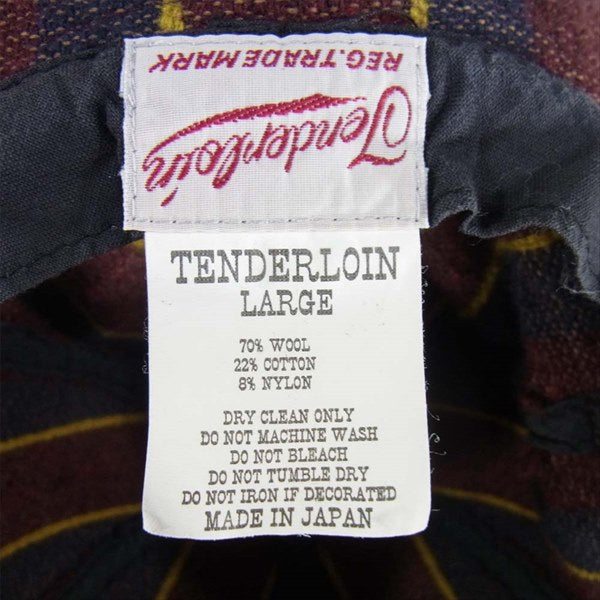 TENDERLOIN テンダーロイン T-HAT ウール コットン ハット ストライプ 日本製 帽子 エンジ×ネイビー系 エンジ×ネイビー系 L【中古】