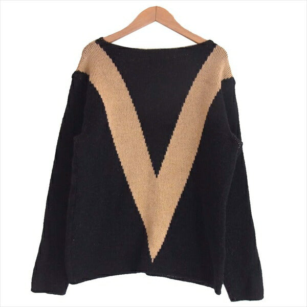 TENDERLOIN テンダーロイン 15AW T-BOAT NECK SWEATER V ボート ネック セーター ニット 黒×ベージュ 黒×ベージュ S【中古】