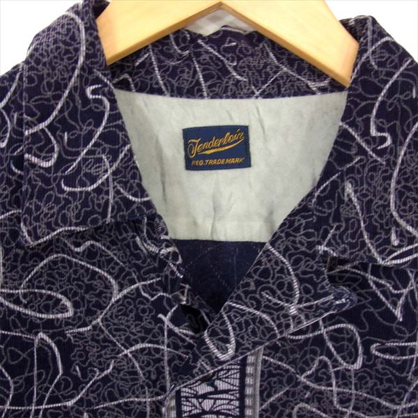 TENDERLOIN テンダーロイン CORDUROY SHT AS/S 総柄 コーデュロイ コットン 長袖シャツ ネイビー系 ネイビー系 S【中古】