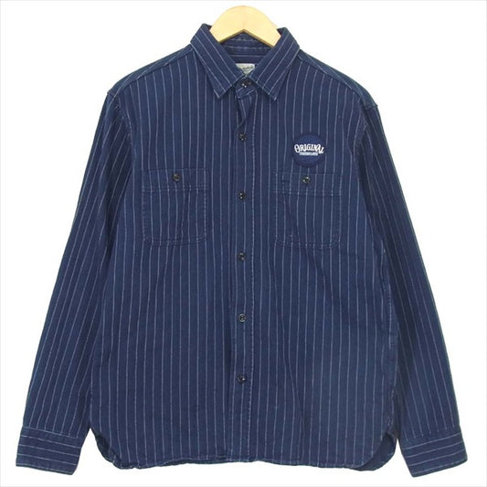 TENDERLOIN テンダーロイン T-G.S SHT SO ワッペン ストライプ インディゴ 長袖シャツ ネイビー系 ネイビー系 S【中古】