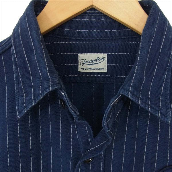 TENDERLOIN テンダーロイン T-G.S SHT SO ワッペン ストライプ インディゴ 長袖シャツ ネイビー系 ネイビー系 S【中古】