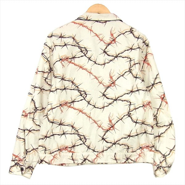 TENDERLOIN テンダーロイン 有刺鉄線 ジップ 総柄 薄手 ジャケット ブルゾン ベージュ系 ベージュ系 S【美品】【中古】