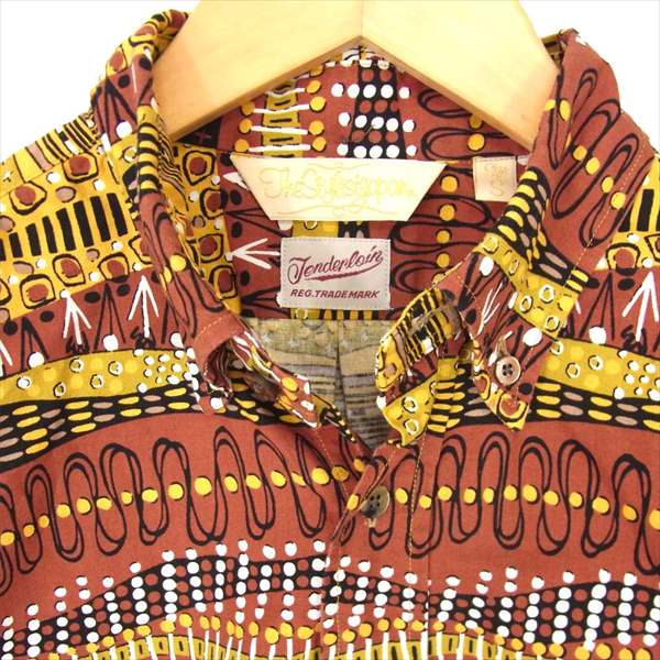 TENDERLOIN テンダーロイン スタイリストジャパン The Stylist Japan 18AW ネイティブ BD ボタンダウン 長袖シャツ ブラウン系 ブラウン系 S【美品】【中古】